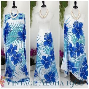 White/Blue Hibiscus Palm SARONG Pareo Lavalava Beach Wrap Skirt Summer Scarf